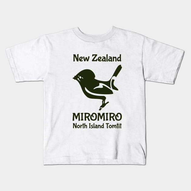 Tomtit MIROMIRO New Zealand /Aotearoa bird Kids T-Shirt by mailboxdisco